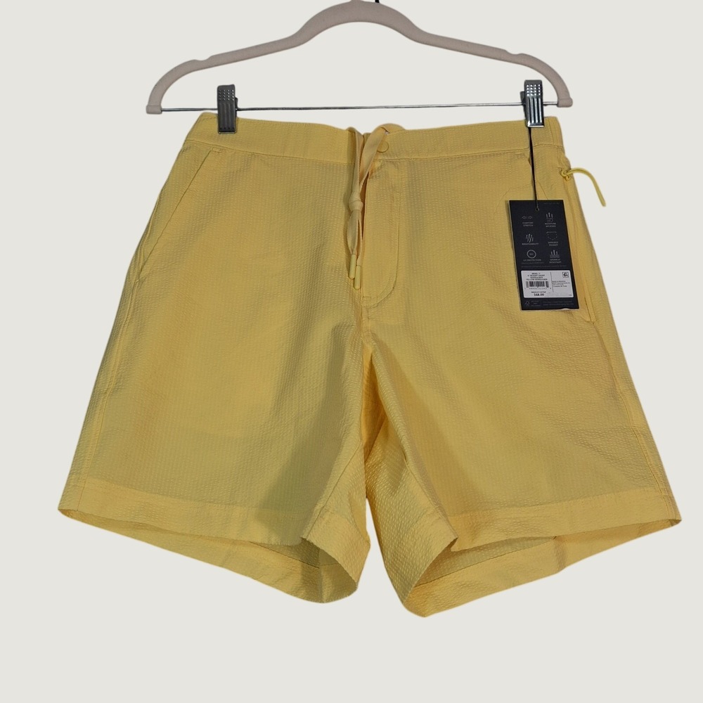VRST Resort‎ Short Mens S Yellow Seersucker 6 Inch Inseam Relaxed Fit NWT